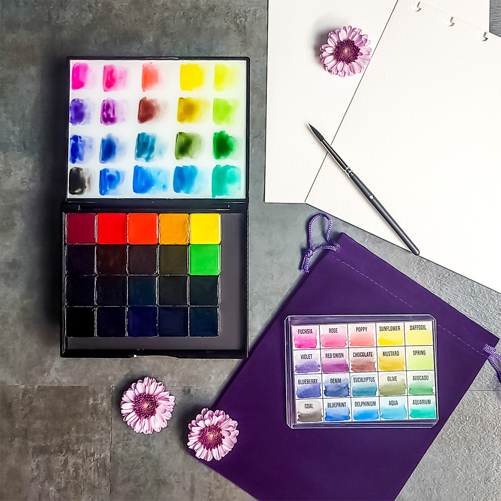 My Current Watercolor Palette  2021 color choices & swatch card